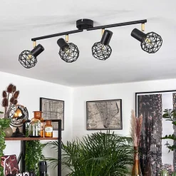 Plafonnier Palmira Or, Noir, 4 Lumieres