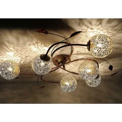 Plafonnier Paul Neuhaus Greta Rouille, 6 Lumieres
