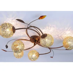 Plafonnier Paul Neuhaus Greta Rouille, 6 Lumieres