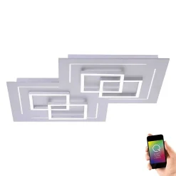 Plafonnier Paul Neuhaus Q-Linea Led Nickel Mat, 8 Lumieres, Telecommandes