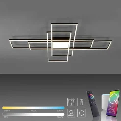 Plafonnier Paul Neuhaus Q-Asmin Led Noir, 2 Lumieres, Telecommandes