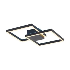 Plafonnier Paul Neuhaus Q-Marko Led Noir, 1 Lumiere, Telecommandes, Changeur De Couleurs