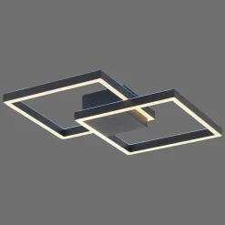 Plafonnier Paul Neuhaus Q-Marko Led Noir, 1 Lumiere, Telecommandes, Changeur De Couleurs