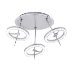 Plafonnier Paul Neuhaus Q-Amy Led Acier Inoxydable, 6 Lumieres, Telecommandes