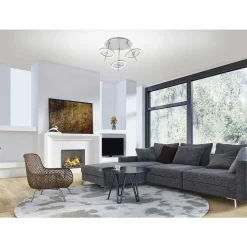 Plafonnier Paul Neuhaus Q-Amy Led Acier Inoxydable, 6 Lumieres, Telecommandes