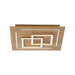 Plafonnier Paul Neuhaus Q-Linea Led Bois Clair, 4 Lumieres, Telecommandes