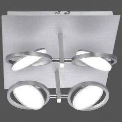 Plafonnier Paul Neuhaus Q-Orbit Led Aluminium, 4 Lumieres, Telecommandes