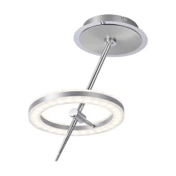 Plafonnier Paul Neuhaus Q-Amy Led Acier Inoxydable, 2 Lumieres, Telecommandes