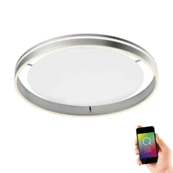 Plafonnier Paul Neuhaus Q-Vito Led Acier Inoxydable, 1 Lumiere, Telecommandes