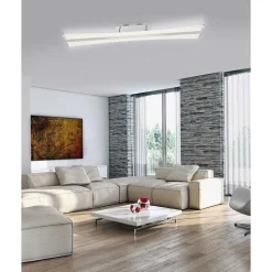 Plafonnier Paul Neuhaus Q-Riller Led Chrome, 2 Lumieres, Telecommandes, Changeur De Couleurs