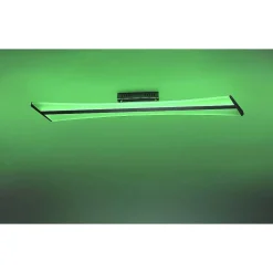 Plafonnier Paul Neuhaus Q-Riller Led Chrome, 2 Lumieres, Telecommandes, Changeur De Couleurs