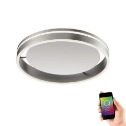 Plafonnier Paul Neuhaus Q-Vito Led Acier Inoxydable, 1 Lumiere, Telecommandes