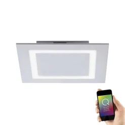 Plafonnier Paul Neuhaus Q-Miran Led Aluminium, 1 Lumiere, Telecommandes, Changeur De Couleurs