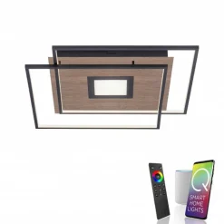 Plafonnier Paul Neuhaus Q-Amira Led Bois Clair, 1 Lumiere, Telecommandes