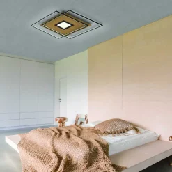 Plafonnier Paul Neuhaus Q-Amira Led Bois Clair, 1 Lumiere, Telecommandes