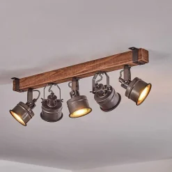 Plafonnier Pehefito Brun, Noir, 5 Lumieres