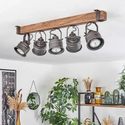 Plafonnier Pehefito Brun, Noir, 5 Lumieres