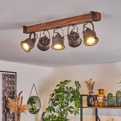 Plafonnier Pehefito Brun, Noir, 5 Lumieres