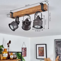 Plafonnier Pehefito Noir, 3 Lumieres