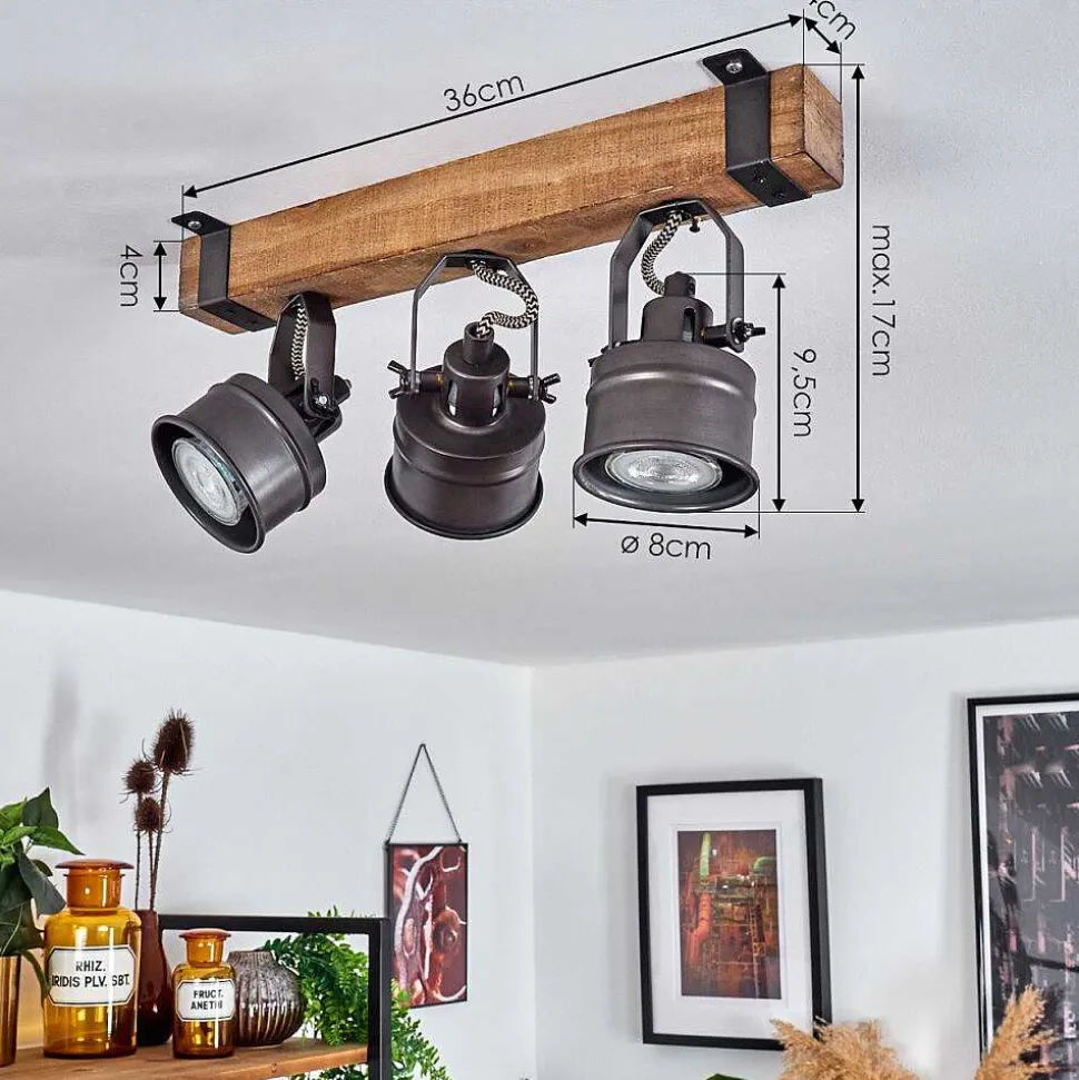 Plafonnier Pehefito Noir, 3 Lumieres