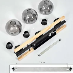 Plafonnier Podre Bois Clair, Noir, 3 Lumieres