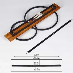 Plafonnier Pompu Led Bois Fonce, Noir, 2 Lumieres