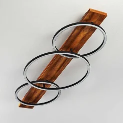 Plafonnier Pompu Led Bois Fonce, Noir, 3 Lumieres