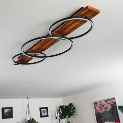 Plafonnier Pompu Led Bois Fonce, Noir, 3 Lumieres