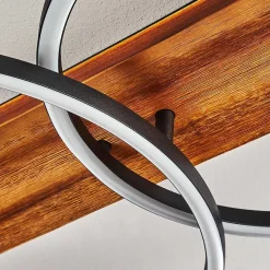 Plafonnier Pompu Led Bois Fonce, Noir, 3 Lumieres