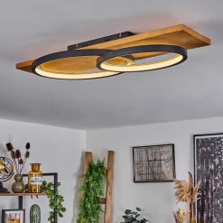 Plafonnier Pompu Led Ecru, Noir, 1 Lumiere