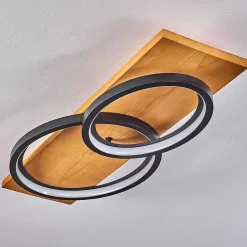 Plafonnier Pompu Led Ecru, Noir, 1 Lumiere