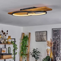 Plafonnier Pompu Led Ecru, Noir, 1 Lumiere