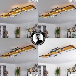 Plafonnier Pompu Led Ecru, Noir, 1 Lumiere