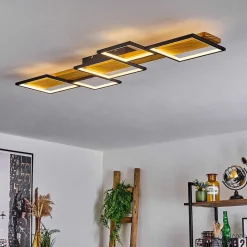 Plafonnier Pompu Led Ecru, Noir, 1 Lumiere