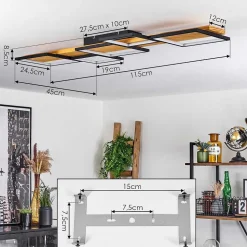 Plafonnier Pompu Led Ecru, Noir, 1 Lumiere