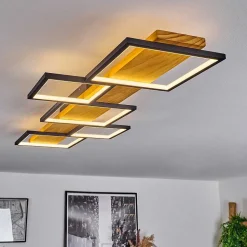 Plafonnier Pompu Led Ecru, Noir, 1 Lumiere
