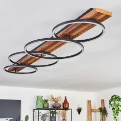 Plafonnier Pompu Led Ecru, Noir, 1 Lumiere