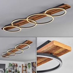 Plafonnier Pompu Led Ecru, Noir, 1 Lumiere