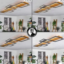 Plafonnier Pompu Led Ecru, Noir, 1 Lumiere