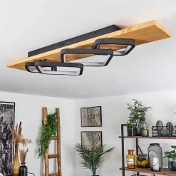 Plafonnier Pompu Led Ecru, Noir, 1 Lumiere