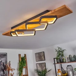 Plafonnier Pompu Led Ecru, Noir, 1 Lumiere