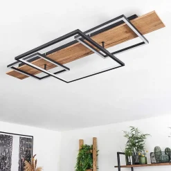 Plafonnier Pompu Led Ecru, Noir, 1 Lumiere