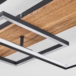 Plafonnier Pompu Led Ecru, Noir, 1 Lumiere