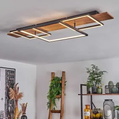 Plafonnier Pompu Led Ecru, Noir, 1 Lumiere