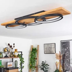 Plafonnier Pompu Led Ecru, Noir, 1 Lumiere