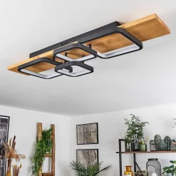 Plafonnier Pompu Led Ecru, Noir, 1 Lumiere