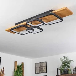 Plafonnier Pompu Led Ecru, Noir, 1 Lumiere