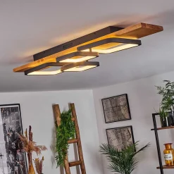 Plafonnier Pompu Led Ecru, Noir, 1 Lumiere