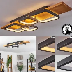 Plafonnier Pompu Led Ecru, Noir, 1 Lumiere