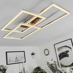 Plafonnier Relous Led Acier Inoxydable, 3 Lumieres, Telecommandes, Changeur De Couleurs